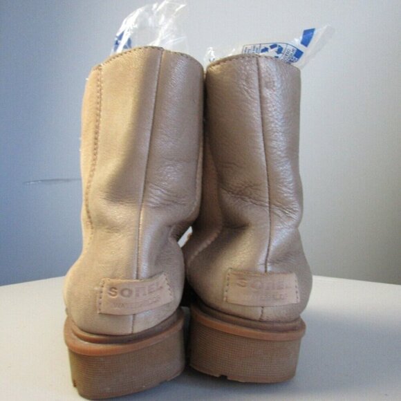 Sorel Women Boots Phoenix Short Lace Lux Ankle US 8 Beige Leather Lace Up 952 - Picture 5 of 13